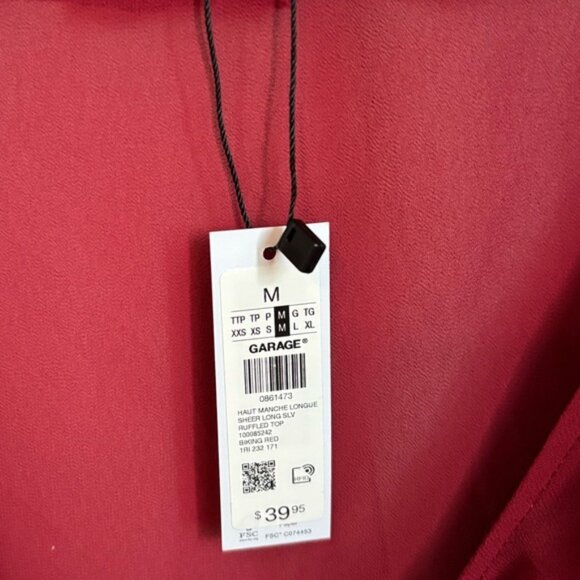 Garage Red Ruffled Blouse - Picture 3 of 3